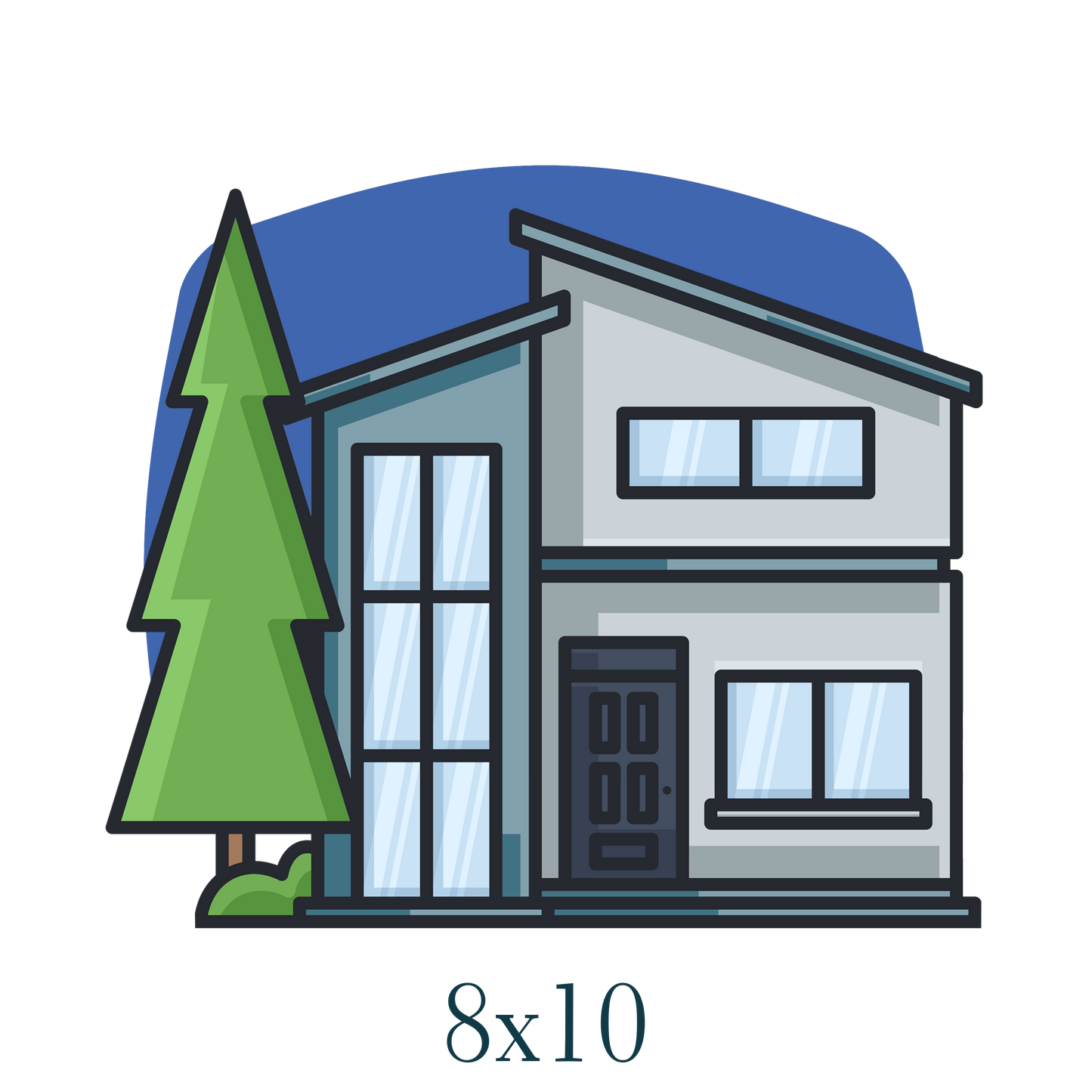 logo of house in front of blue background