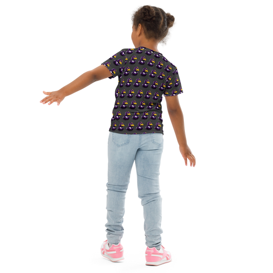 rear view young girl wearing all over print pattern of BMORE DUCKS! football fan logo