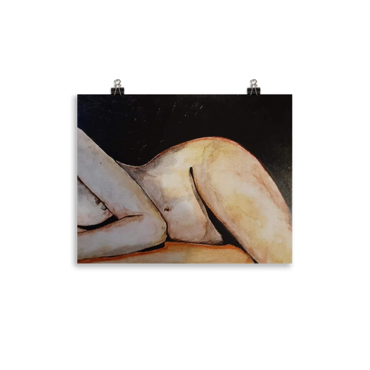 11x14 print of a painting in color of a woman's nude figure lying on her side