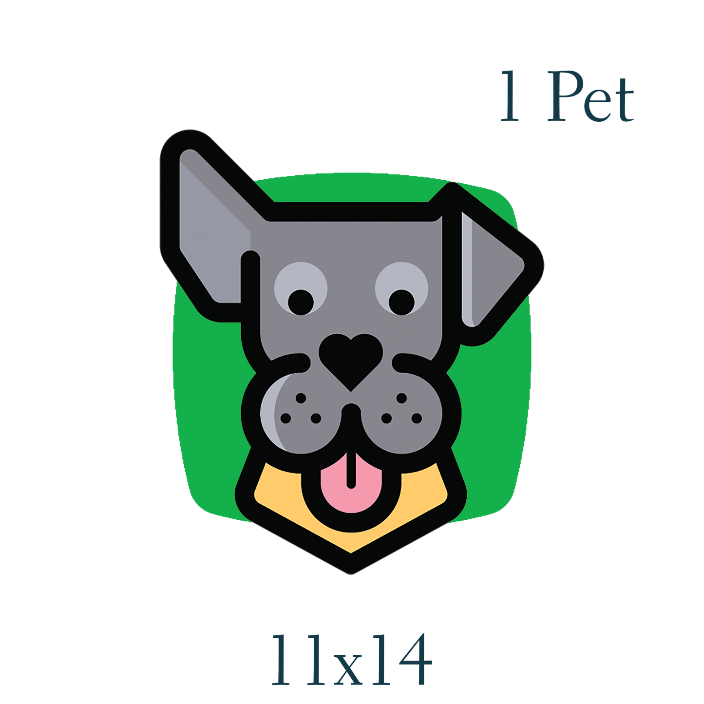 Icon of a gray dog on green background