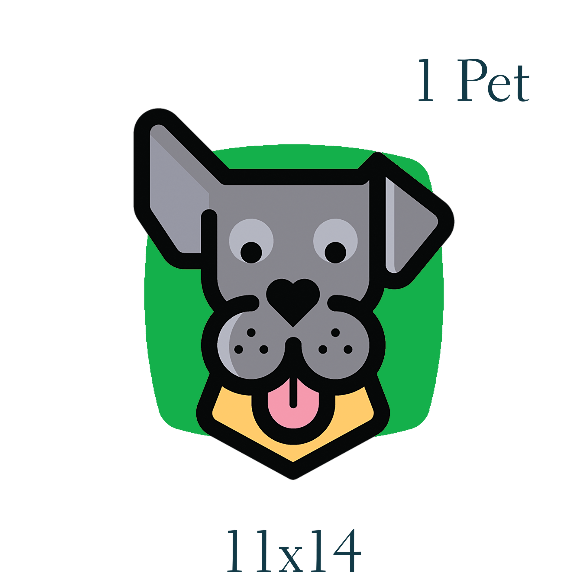 Icon of a gray dog on green background