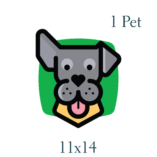 Icon of a gray dog on green background