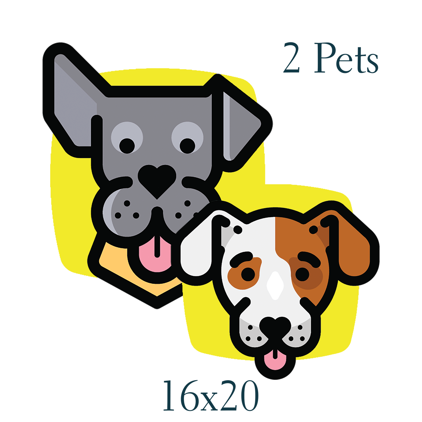 Icon of two dogs on a yellow background