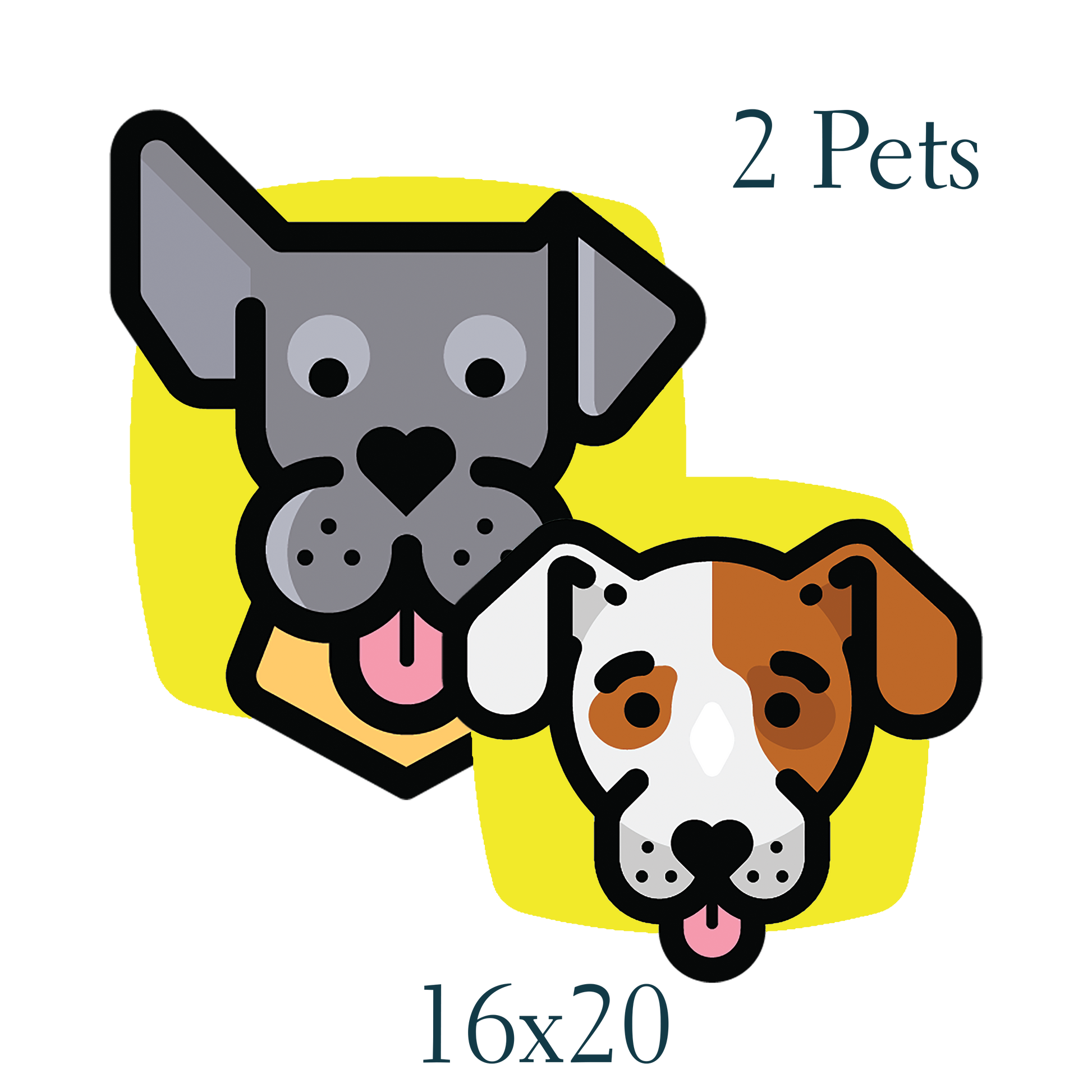 Icon of two dogs on a yellow background