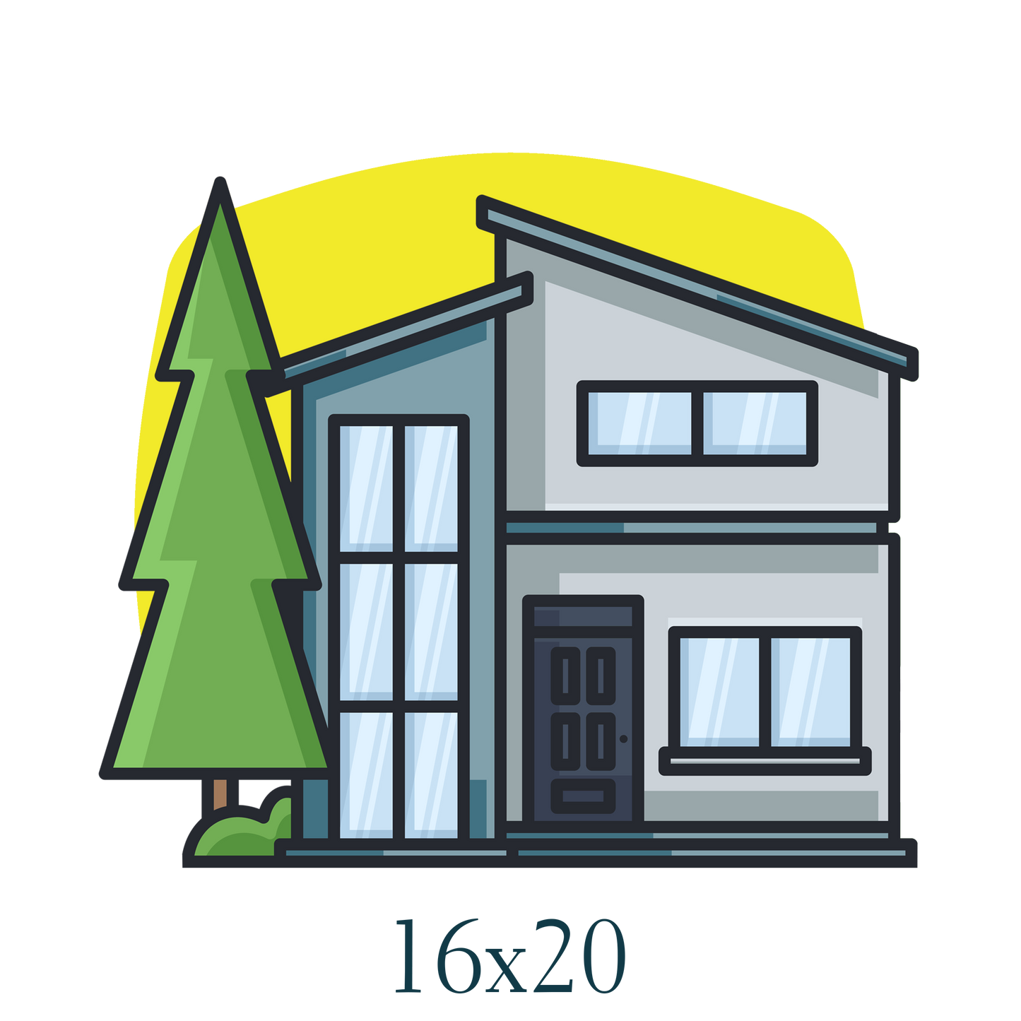 Icon of a house in front of a yellow background