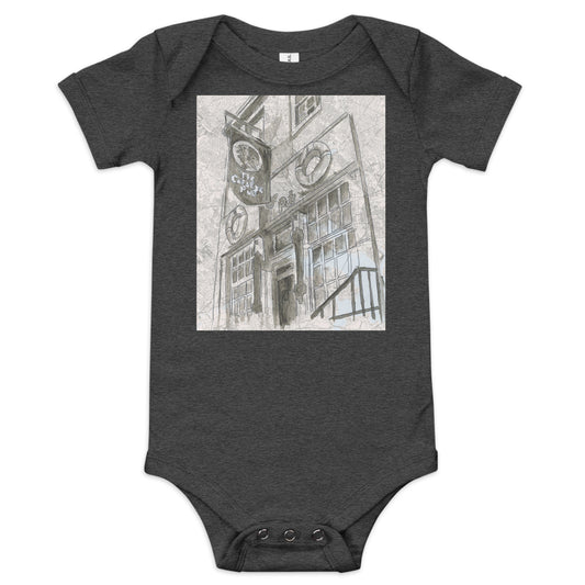 Baby Onesie in black with Cat's Eye Pub Image