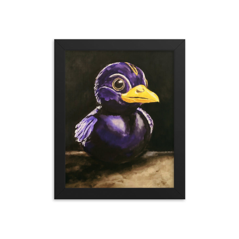 8x10 Fine art print of a rubber duck in black and purple in black frame