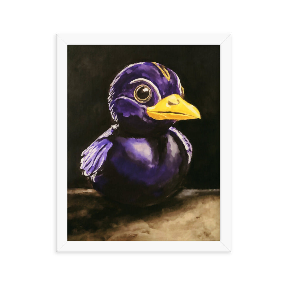 11x14Fine art print of a rubber duck in black and purple in white frame