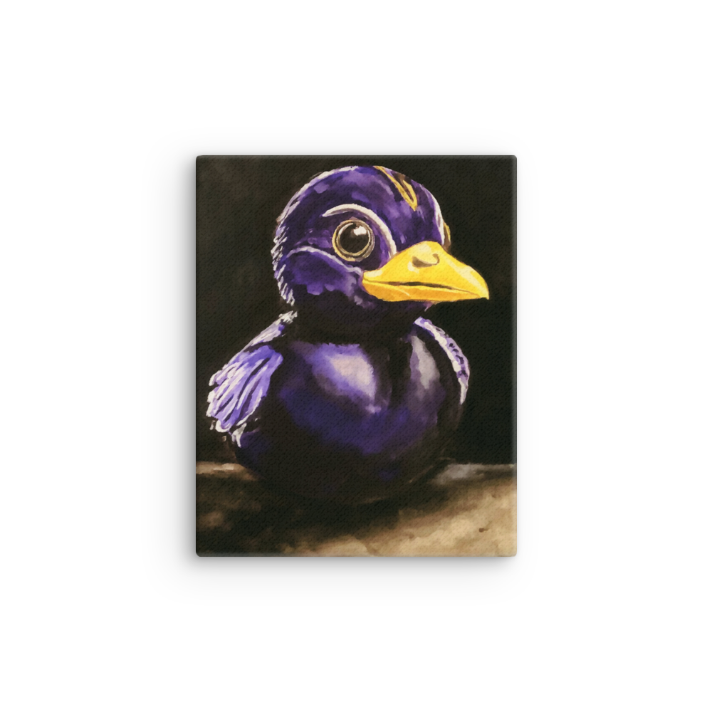 8x10 Canvas print of a painting of a rubber duck in black and pruple