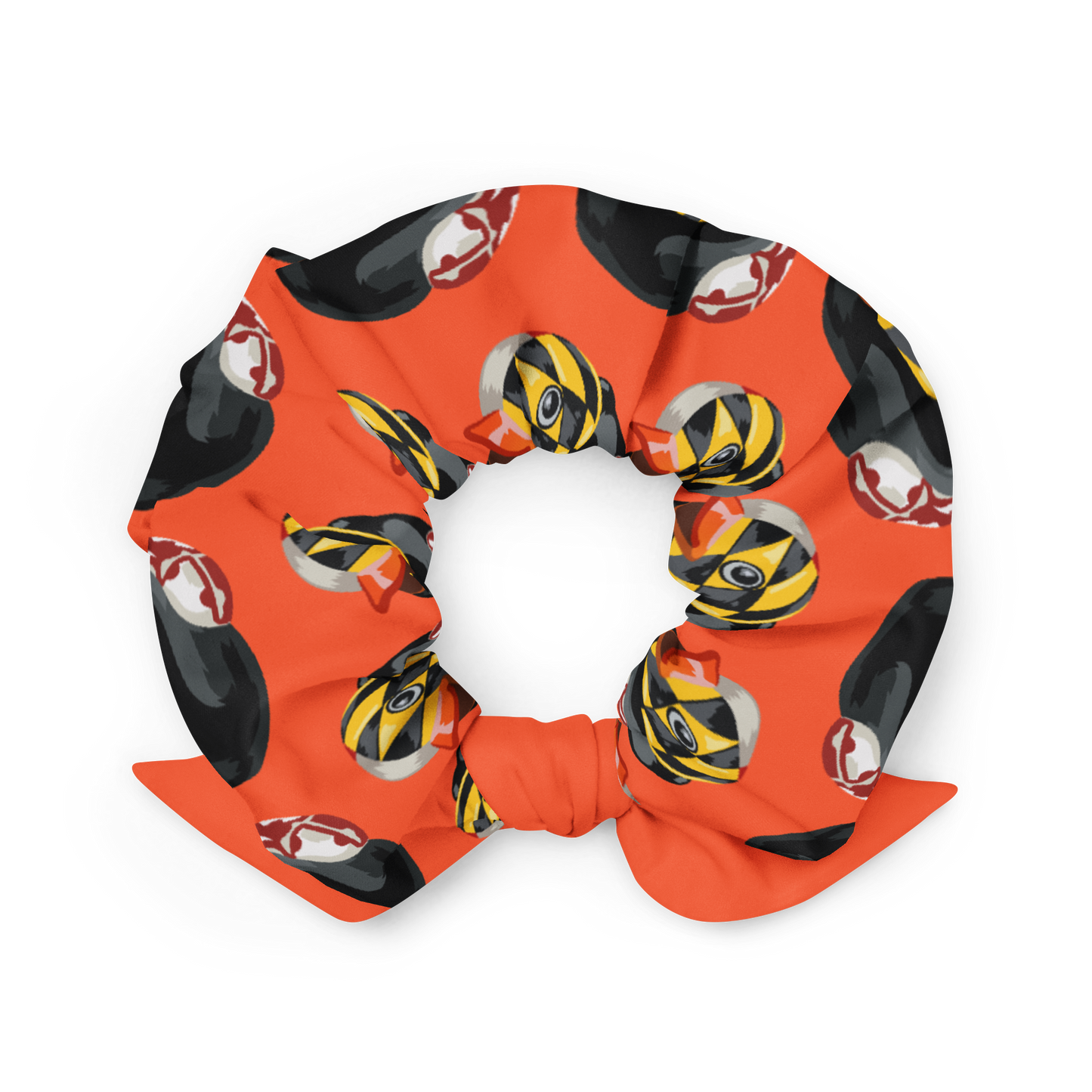 Fabric BMORE DUCKS! scrunchie in orange