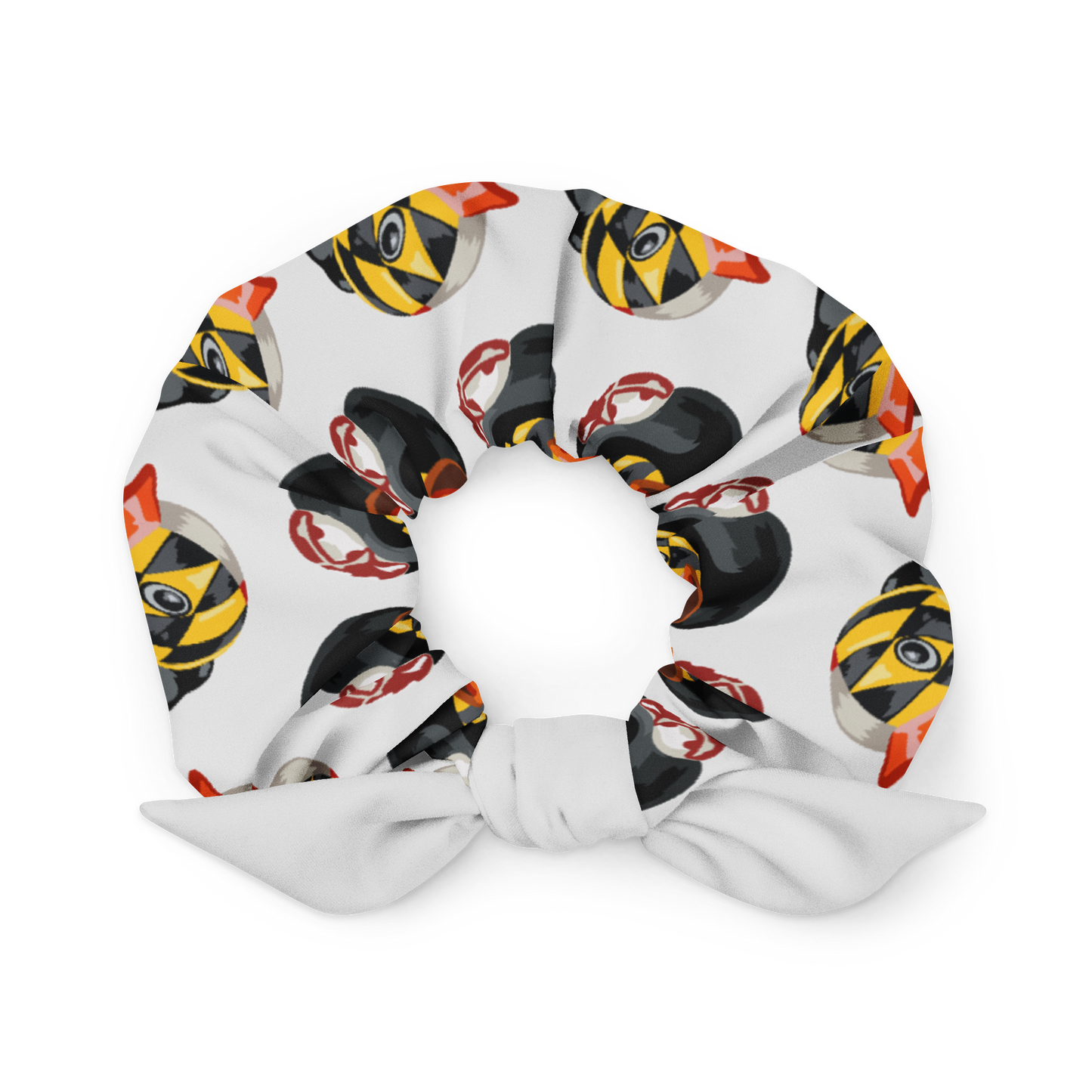 Fabric BMORE DUCKS! scrunchie in white