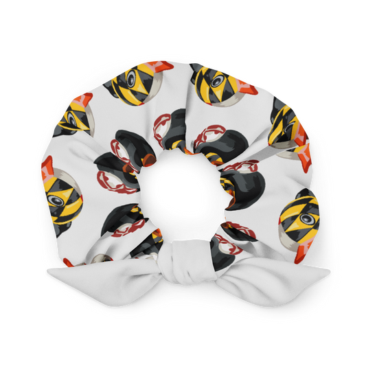 Fabric BMORE DUCKS! scrunchie in white