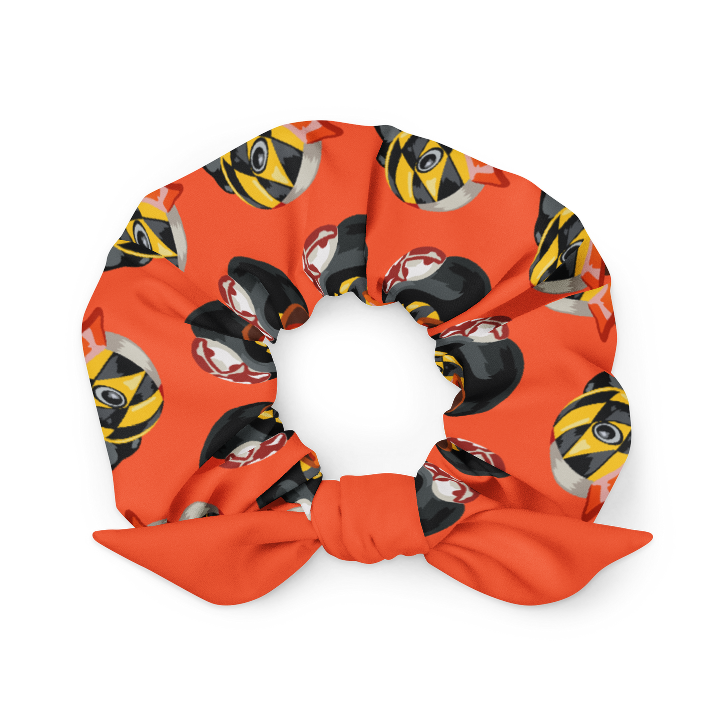 Fabric BMORE DUCKS! scrunchie in orange