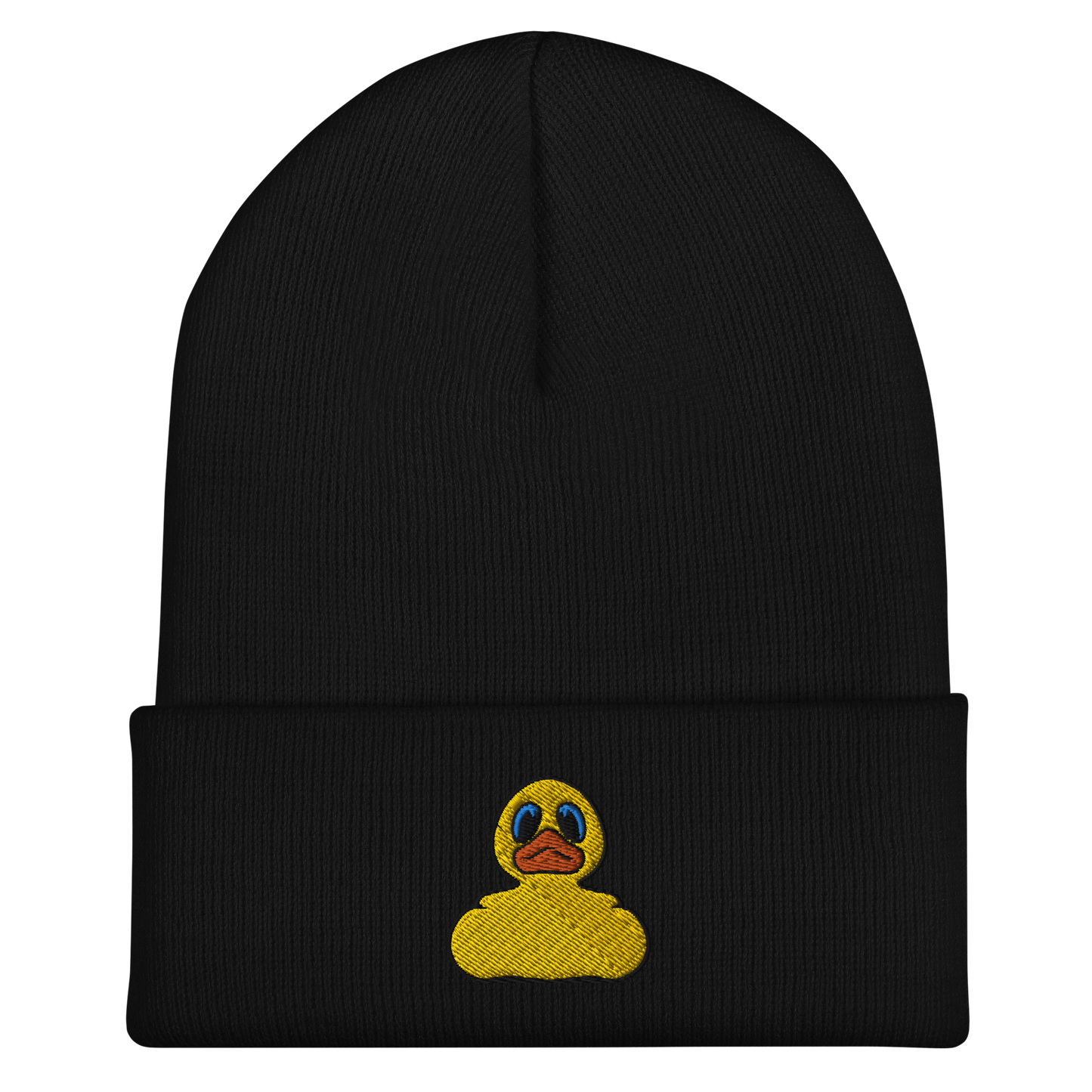 Cuffed beanie hat in black with classic BMORE DUCKS! yellow rubber duck logo