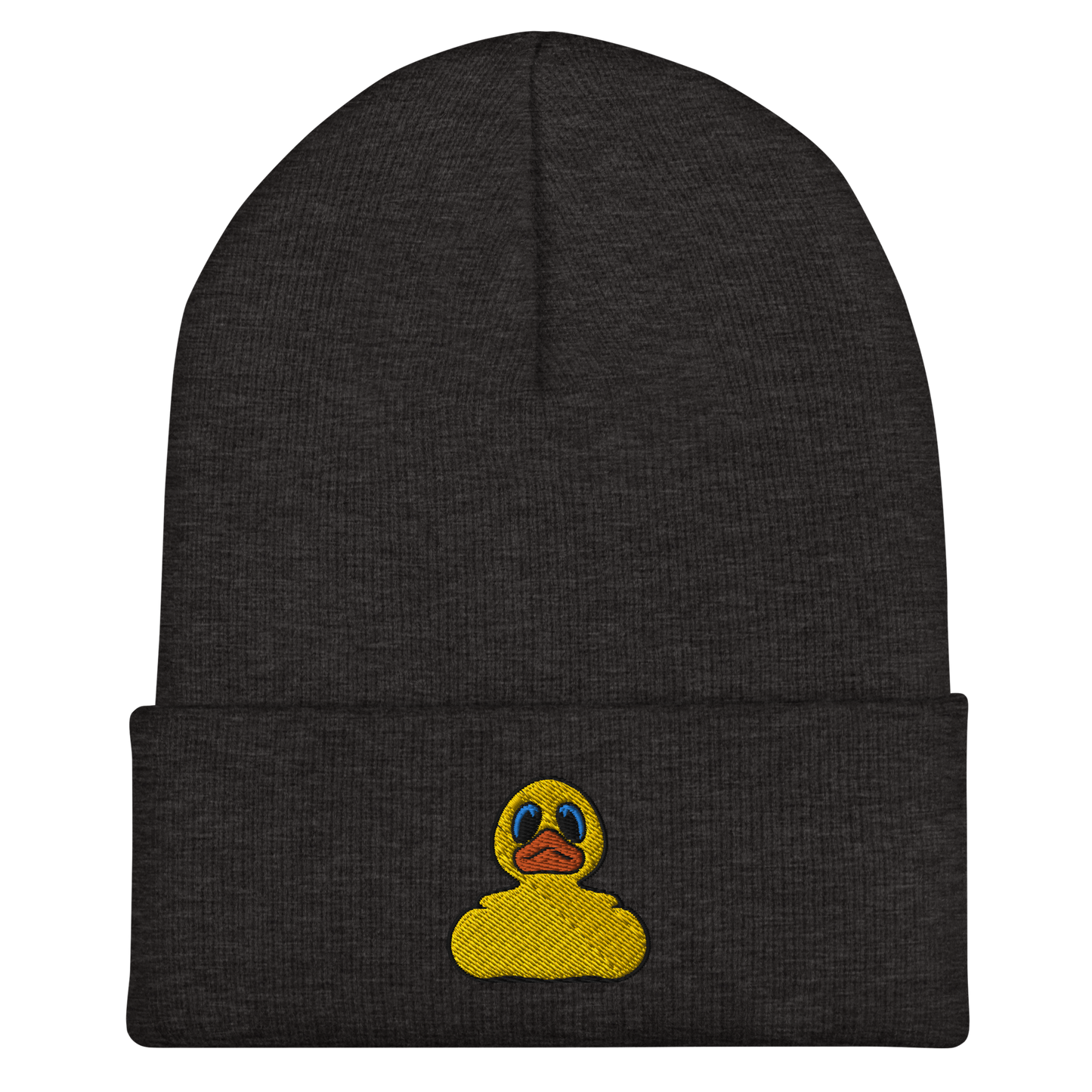 Cuffed beanie hat in gray with classic BMORE DUCKS! yellow rubber duck logo