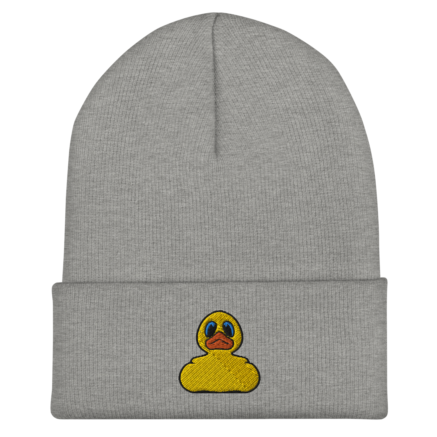 Cuffed beanie hat in heal with classic BMORE DUCKS! yellow rubber duck logother gray