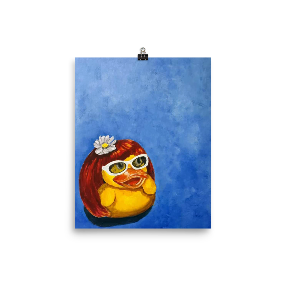 8x10 Fine art print of a rubber duck in a wig and sunglasses