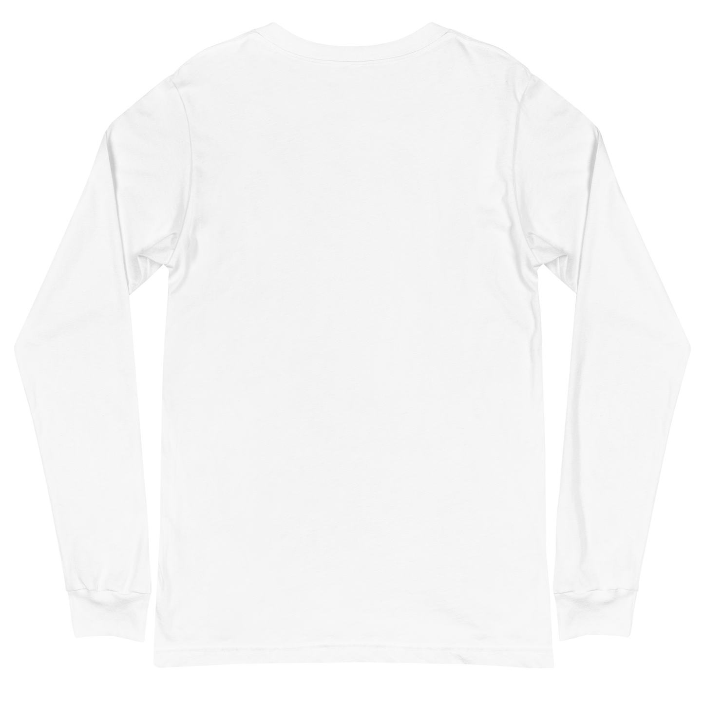 back of a white long sleeve tee