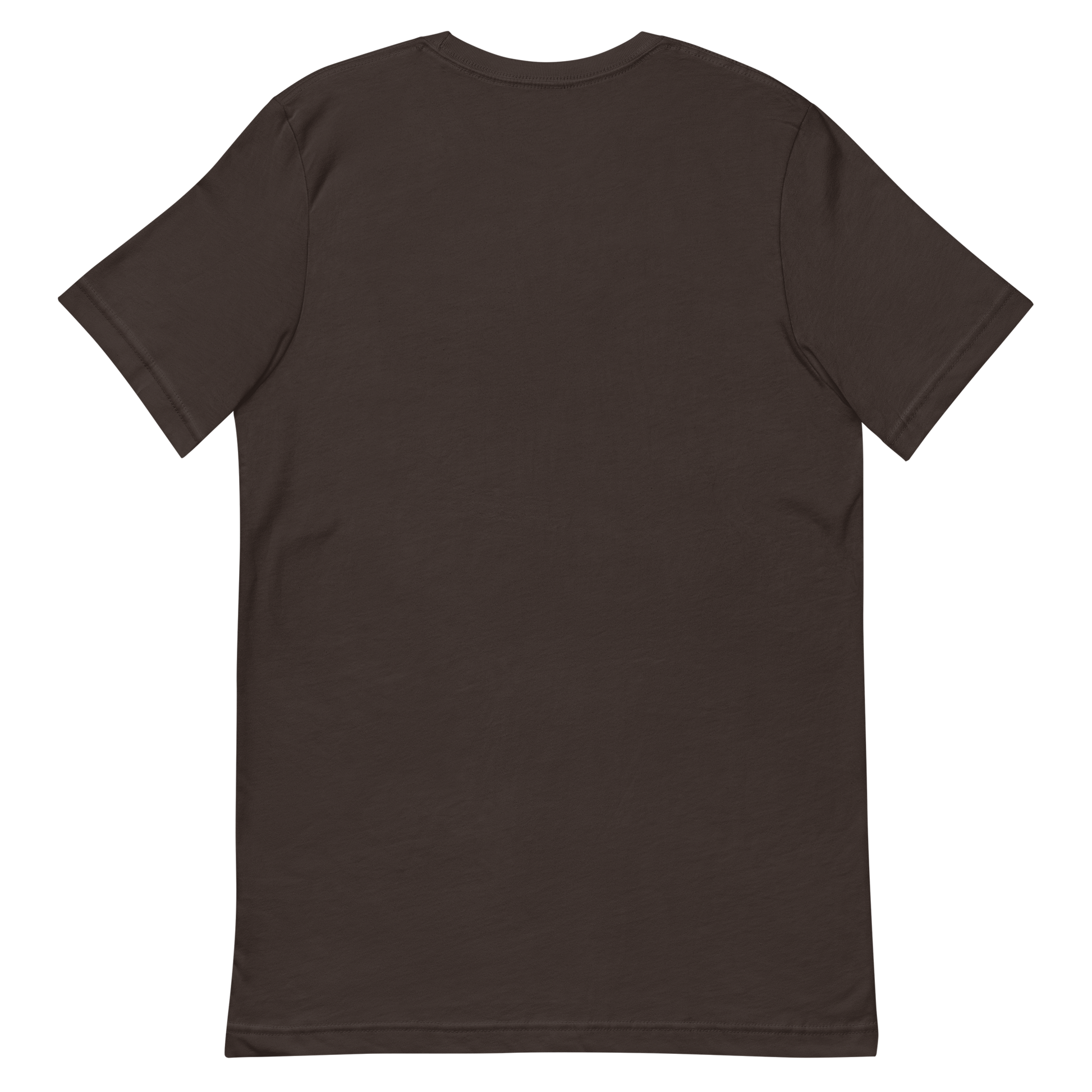 back of a brown colored t-shirt