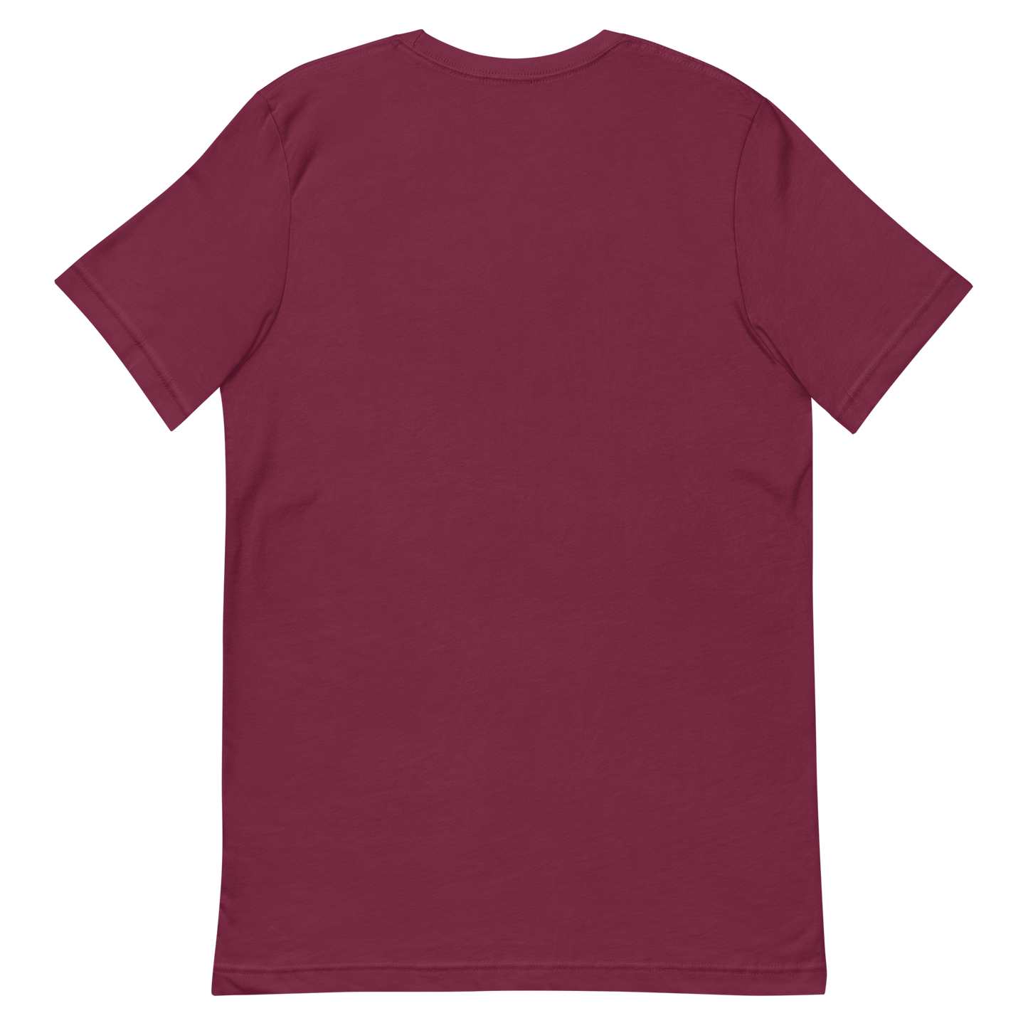 back of a maroon colored t-shirt