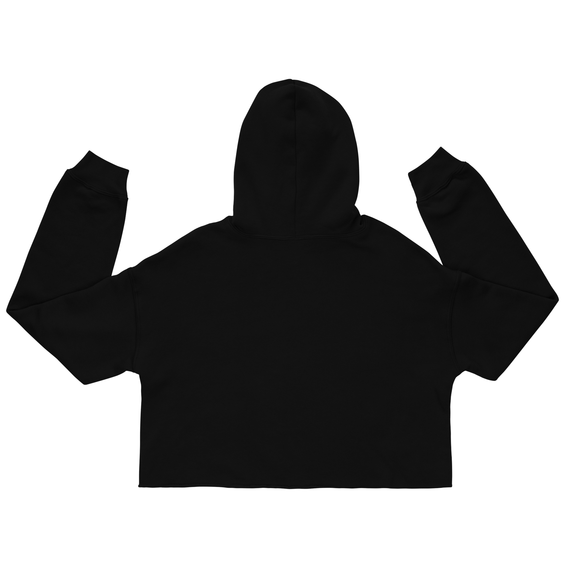 back of black cropped womens hoodie