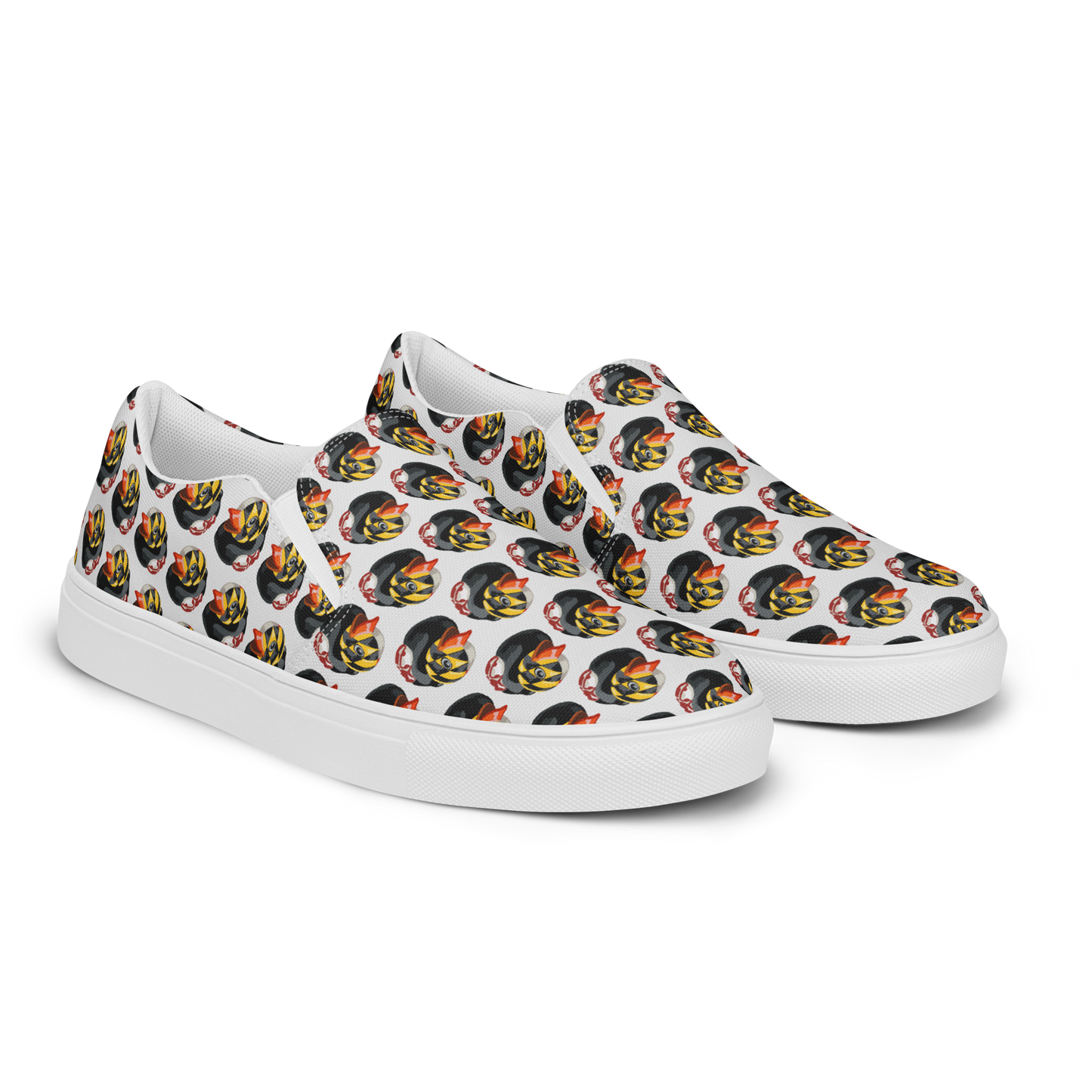 front view Maryland BMORE DUCKS womens canvas slip on white sole shoes 