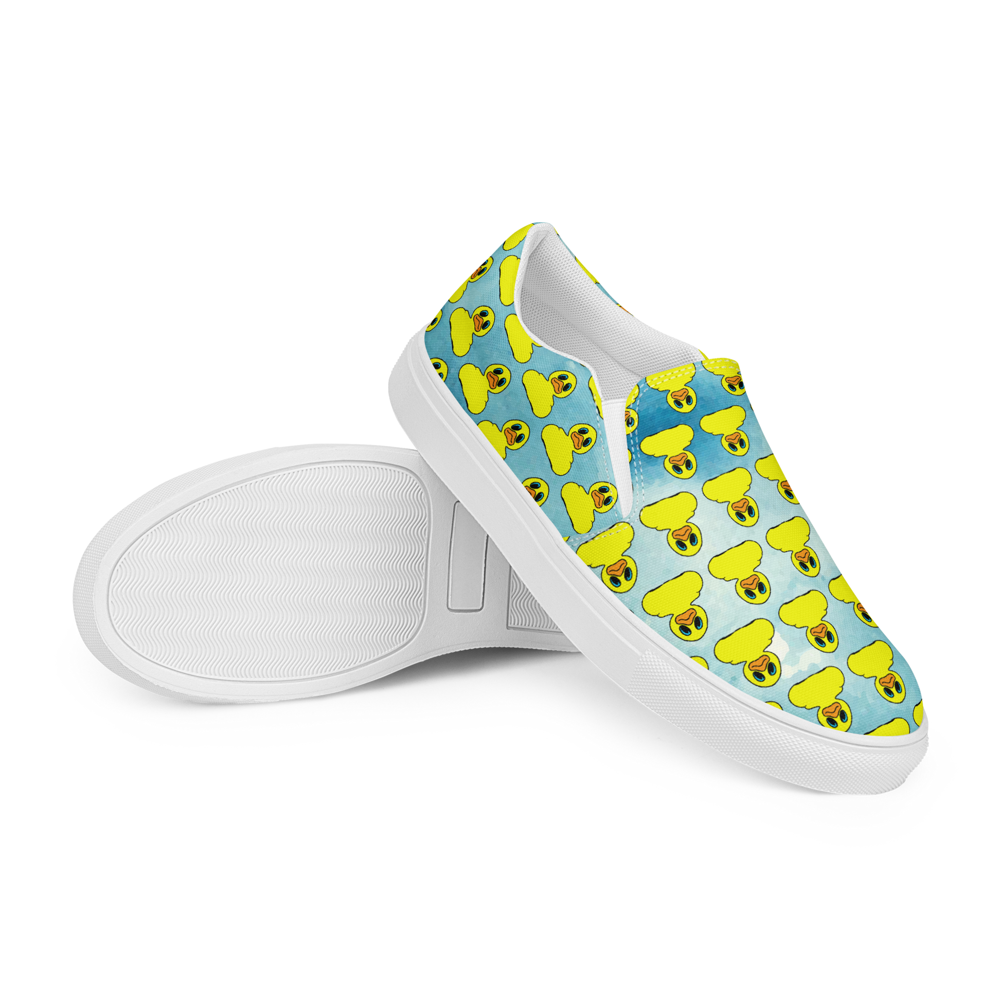 side view women's classic BMORE DUCKS! canvas slip-ons