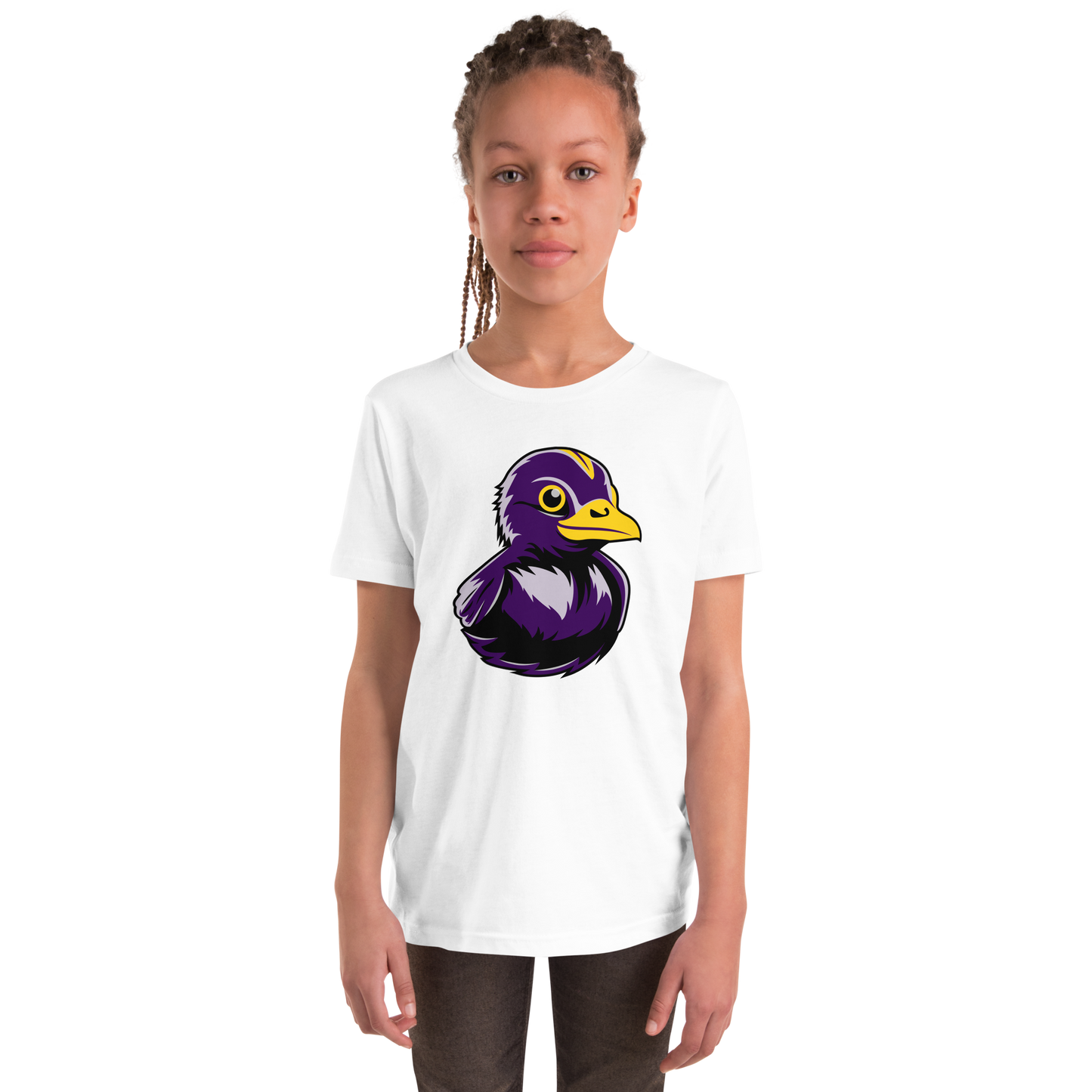 girl wearing white youth t shirt of Maryland BMORE DUCKS! Football Fan logo